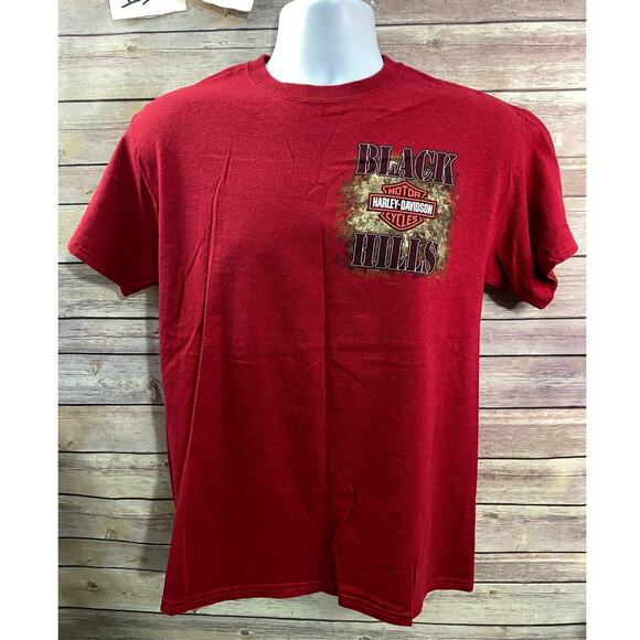 Harley-Davidson Black Hills Rapid City SD T-Shirt Red Graphic Tee Size Medium - Picture 2 of 11